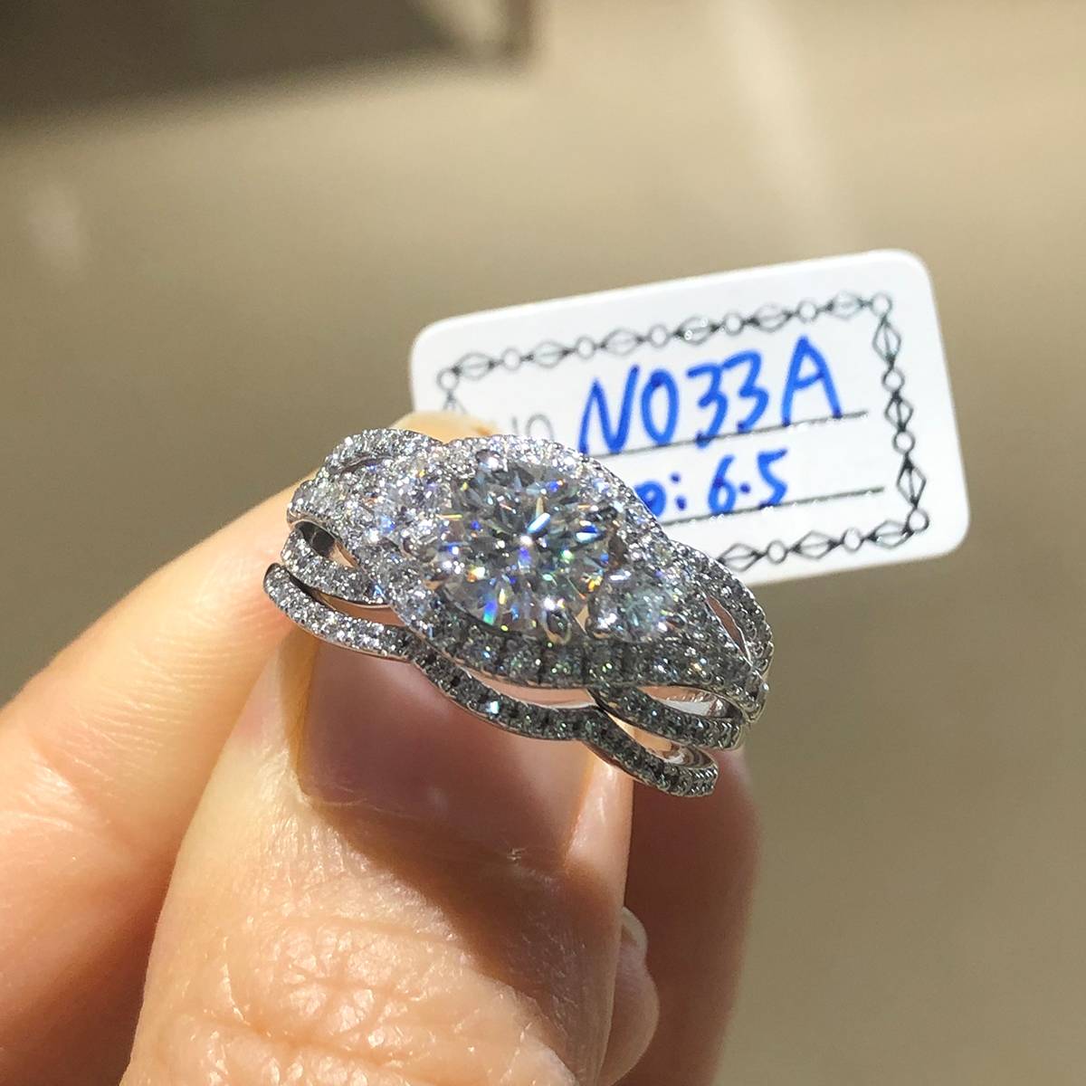 个性双层交叉女戒S925银镀白金主副套戒叠戴定制主石莫桑钻1.0ct/副石高碳钻